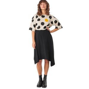 SKFK Matixa Black Asymmetrical A-line Knee Length Skirt Back Zip Size 6 Reg. $99